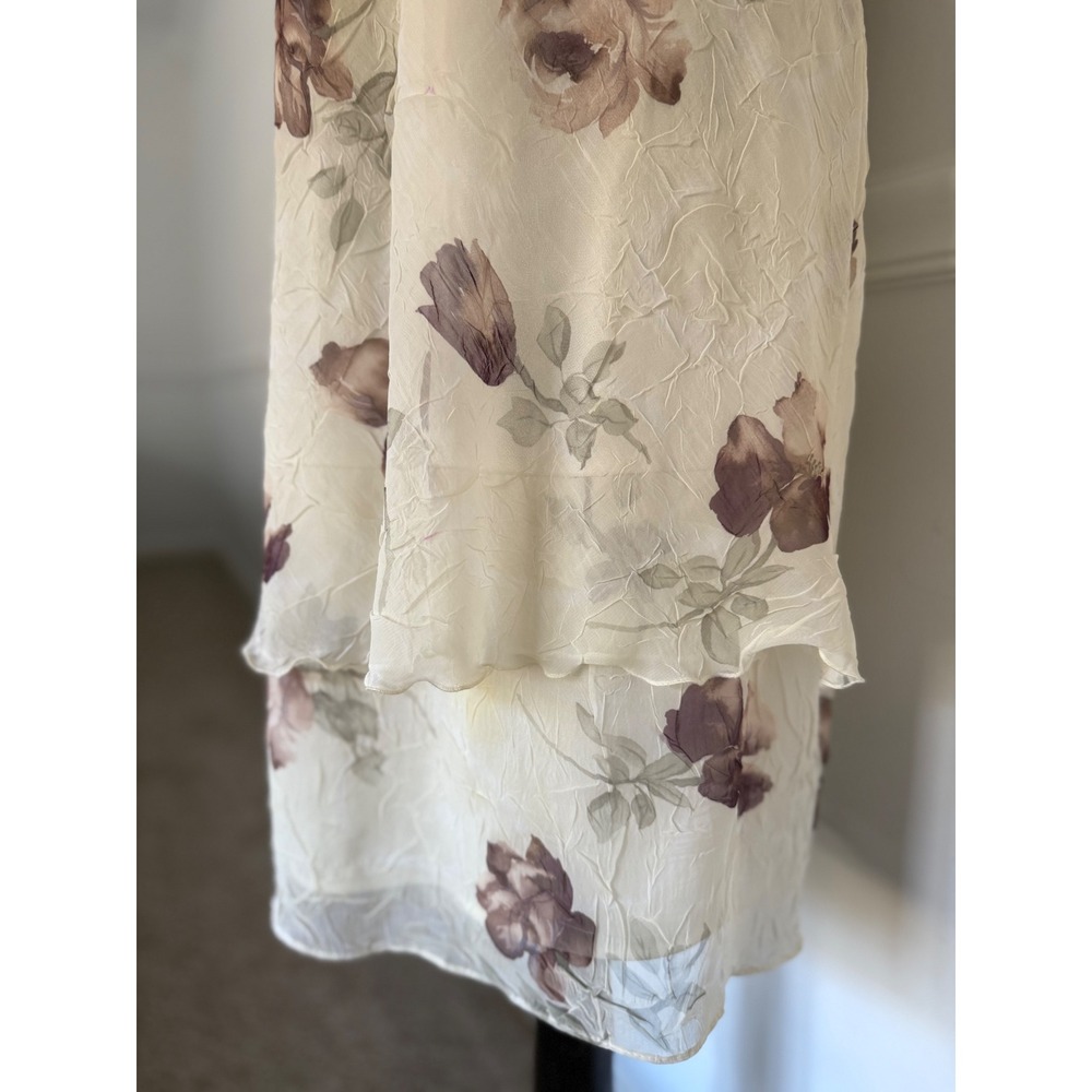 Vtg 90s Whimsigoth Dark Floral Layered slip Dress Size L Ethereal Fairycore - Picture 4 of 12